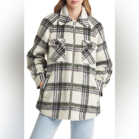 NWT Avec Les Filles Plaid Zip Front Jacket Shacket - Picture 5 of 15